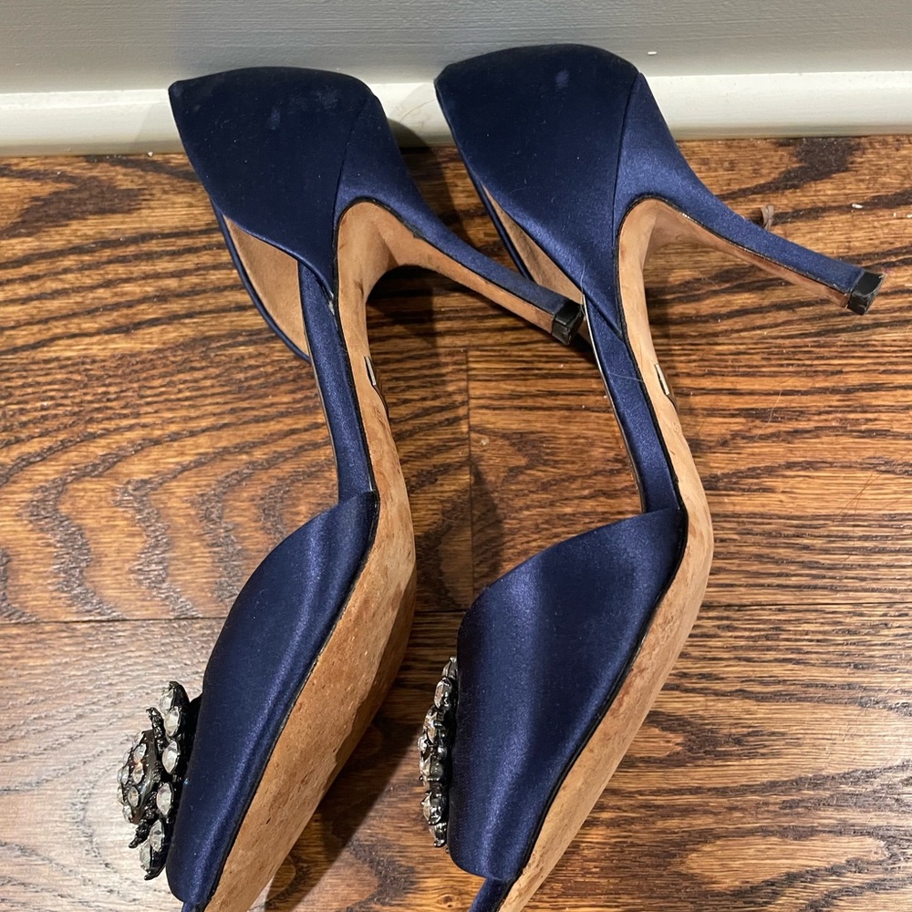 Badgley Mischka Blue Crystal Embellished Heels - Picture 5 of 5